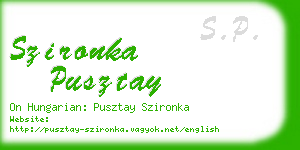 szironka pusztay business card